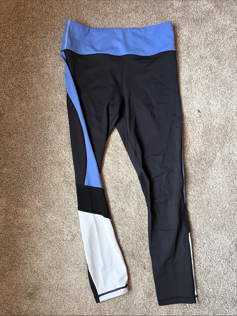 Colorblock High-Rise Leggings in Black and Periwinkle